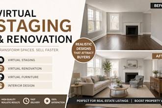 do virtual staging, virtual renovation, virtual furniture and interior design