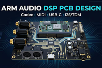 design custom arm audio dsp pcb carrier board with audio codec, midi, usb c