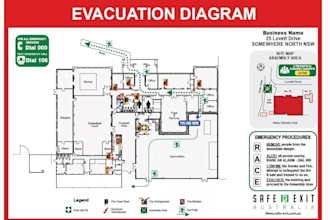 evacuation plan, fire escape plan, emergency plan safety diagram osha compliant