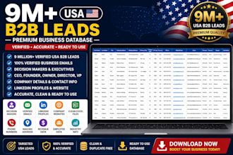 provide 9m USA b2b business leads database