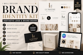 design business brand board, aesthetic logo, identity kit, luxury brand