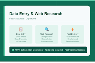 do data entry, web research and virtual assistant tasks