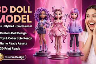 design 3d doll model, toy doll design, 3d sculpting, 3d character doll modeling