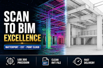 convert point cloud, matterport scan, laser scan and e57 to bim model in revit