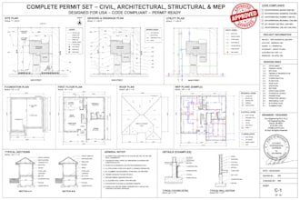 do civil engineering permit, full blueprint, site plan, mep plan