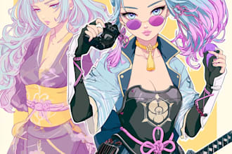 draw manhwa, anime, and webtoon style illustration for you
