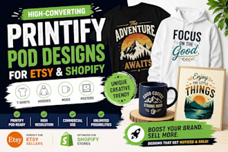 printify pod t shirt apparel hoodie custom mug poster design etsy shopify store