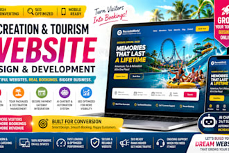 design tourism website, amusement park, adventure park and recreational website