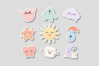 design cute kawaii stickers and doodles illustration for you