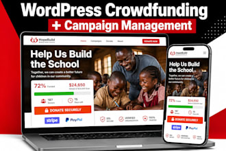 build wordpress crowdfunding donation website with payments campaign management