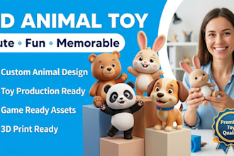 desugn 3d animal toy model, cartoon animal, 3d mascot animal design, 3d figure
