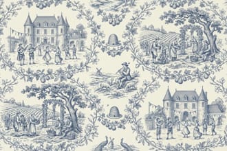 design toile de jouy wallpaper and home decor pattern for fabric and textile