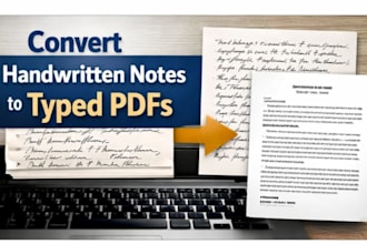 write handwritten notes, article reviews, typewriting