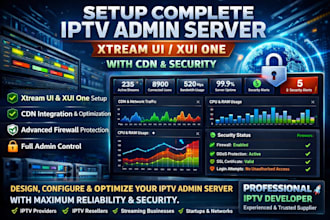 setup a complete admin server setup with xui one, xtream ui, and restream