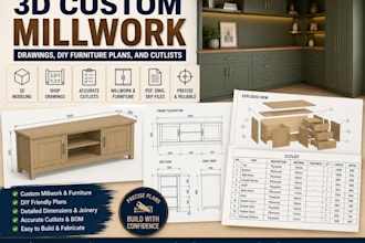 create 3d custom millwork drawings, DIY furniture plans, and cutlists