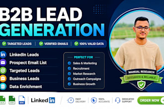 b2b lead generation, email list building, web research