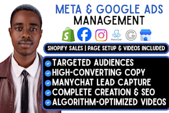 manage facebook ads campaigns instagram ads marketing and shopify google ads