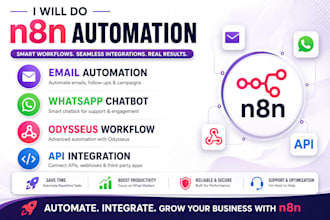 do n8n email automation, n8n whatsapp chatbot, n8n odysseus, n8n api integration