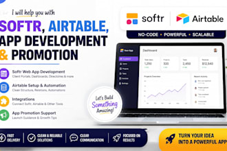 help with softr, airtable, app development and promotion