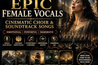 create cinematic female vocals, choir vocals and epic soundtrack songs