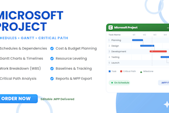 create your project schedule and gantt chart in ms project