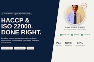 create haccp, iso 22000 food safety and quality systems