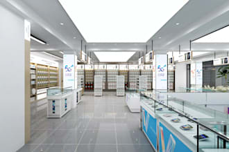 cgi rendering for tech store interior, electronic showroom,3d gadget shop design