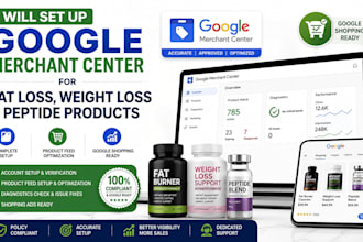setup and manage google merchant center for weight loss fat loss peptide