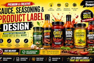 create premium sauce, seasoning and product label designs