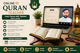 teach noorani qaida, quran reading and tajweed