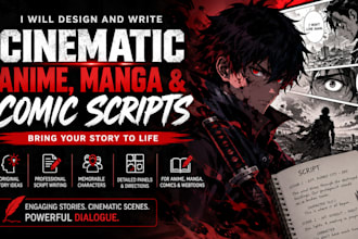 design and write cinematic anime, manga and comic scripts for you