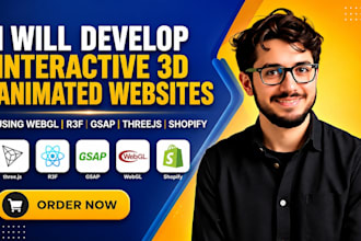 develop interactive 3d animated website using webgl r3f gsap threejs 3d shopify