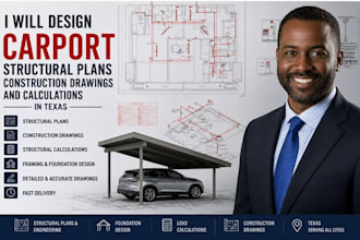 design carport structural plans construction drawings and calculations in texas