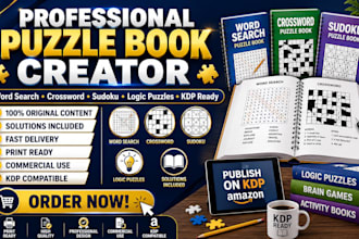 create custom puzzle books, word search, sudoku, crossword and activity books