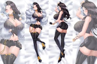draw anime dakimakura vtuber body pillow oc nsfw art sfw art waifu, husbando