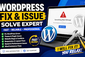 fix wordpress issues, bugs, errors, elementor issues, wordpress bug fix