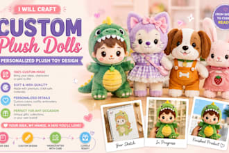 craft soft cuddly custom plush dolls pattern personalized plush toy design