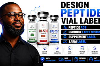 design peptide vial label peptide ads product label design supplement sarm label