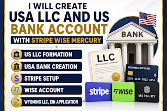 create USA llc and US bank account with stripe wise mercury