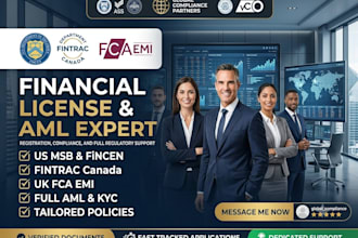 register US msb fincen, fintrac, and fca emi license with it full aml compliance