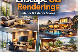 design high quality enscape 3d renderings for interior and exterior spaces