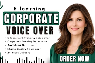 narrate your corporate training materials, elearning module, female voice over