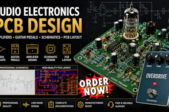 do audio electronics schematic and pcb design for amplifier and guitar pedals