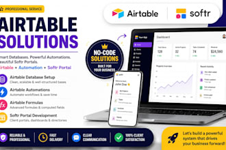 setup airtable database, airtable automation, airtable formula, softr portal