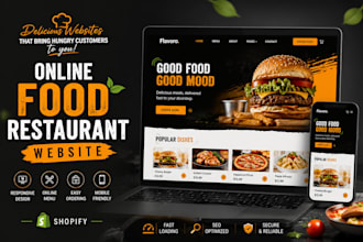 design a shopify food restaurant website and online ordering store