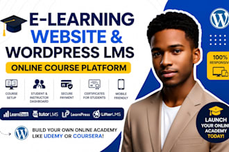 build elearning website,wordpress lms website, online course educational website