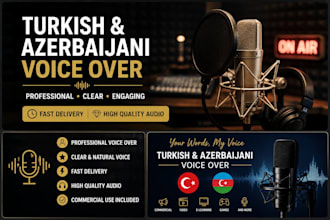 record a professional turkish and azerbaijani voice over