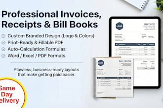 professionally create, design and make invoice sheets, receipt, bill book