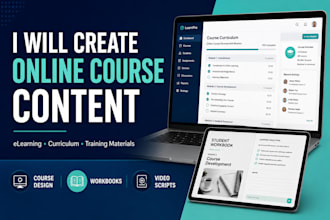 create online course content, curriculum elearning content script development