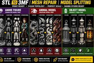 convert 2d sketch to 3d model paint color split stl 3mf printable 3d sculpt